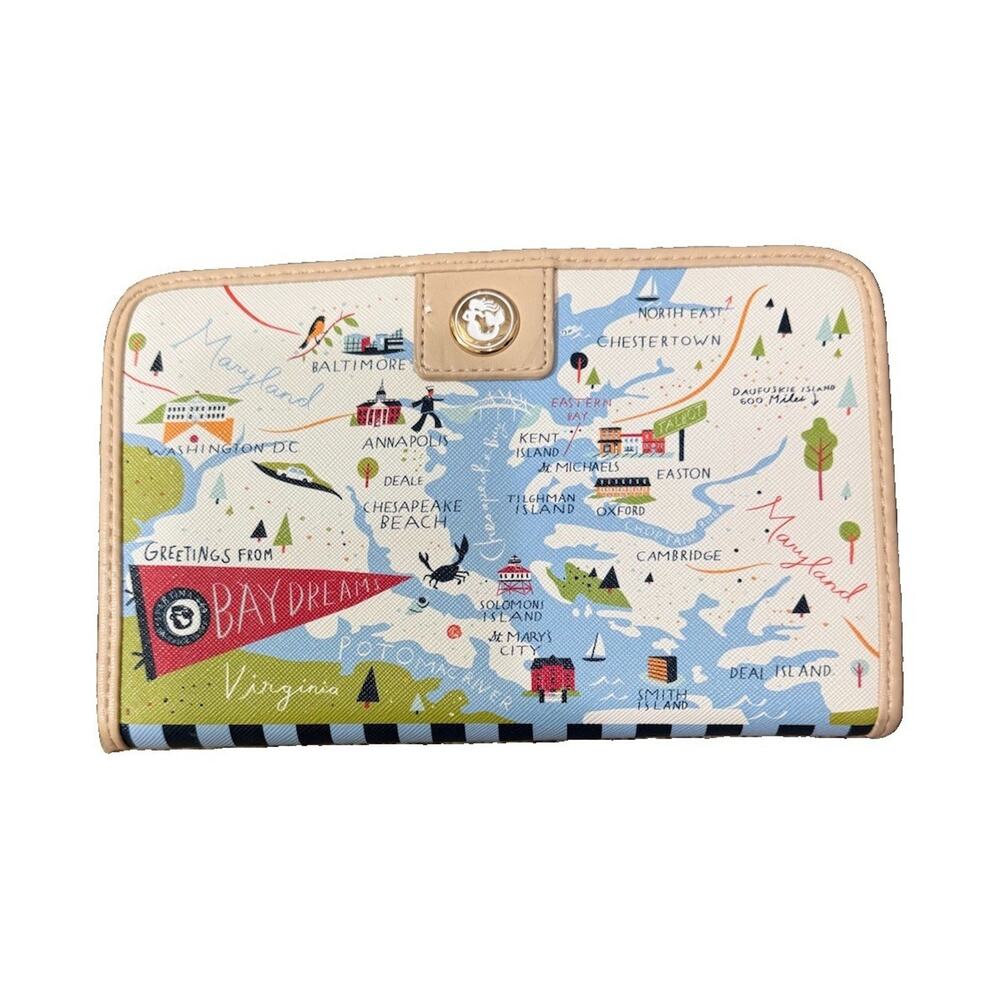 Spartina 449 Map Print Folding Zip Wallet Bay Dreams Chesapeake Maryland